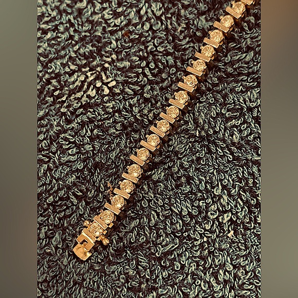 Crystal bracelet tennis reversible Silvertone inscribed 7 1/2" - Picture 4 of 8